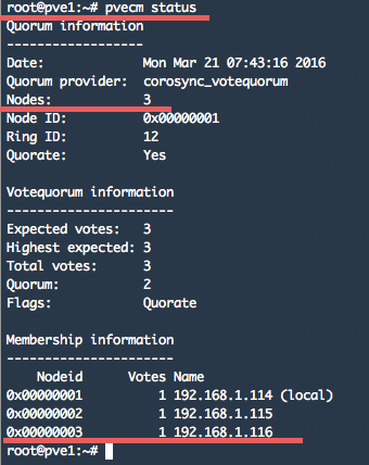 检查Proxmox群集状态。